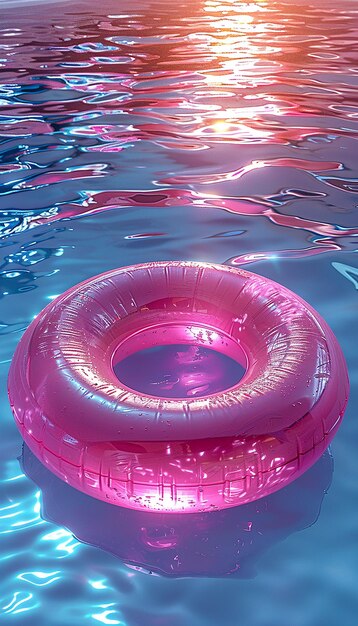 Photo deflated pool float ring on pastel background