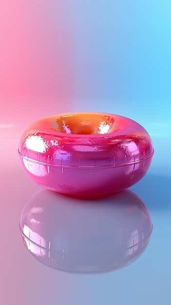 Deflated Pool Float Ring on Pastel Background