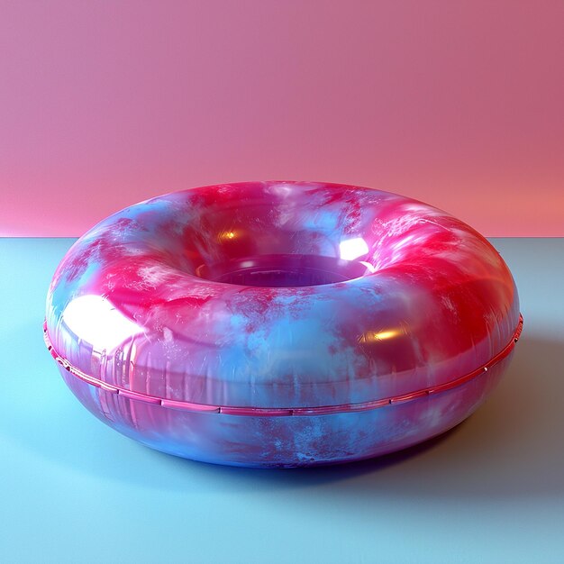 Photo deflated pool float ring on pastel background