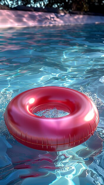 Photo deflated pool float ring on pastel background