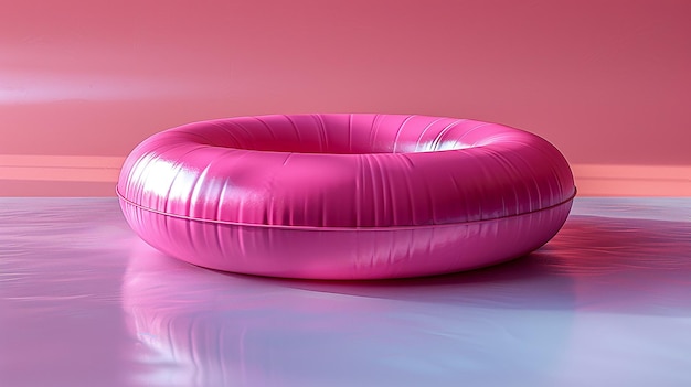 Deflated Pool Float Ring on Pastel Background