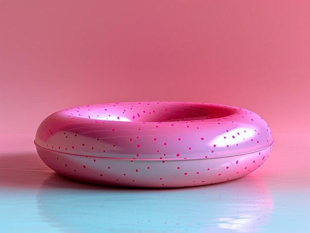 Deflated Pool Float Ring on Pastel Background