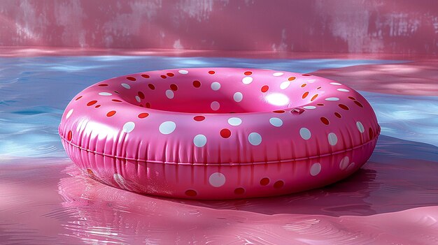 Photo deflated pool float ring on pastel background