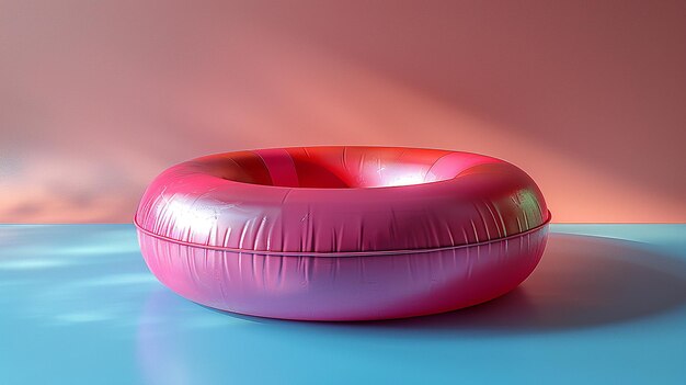 Photo deflated pool float ring on pastel background