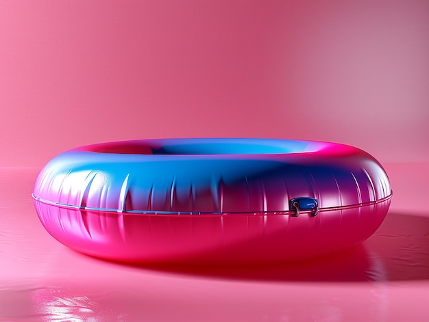 Photo deflated pool float ring on pastel background