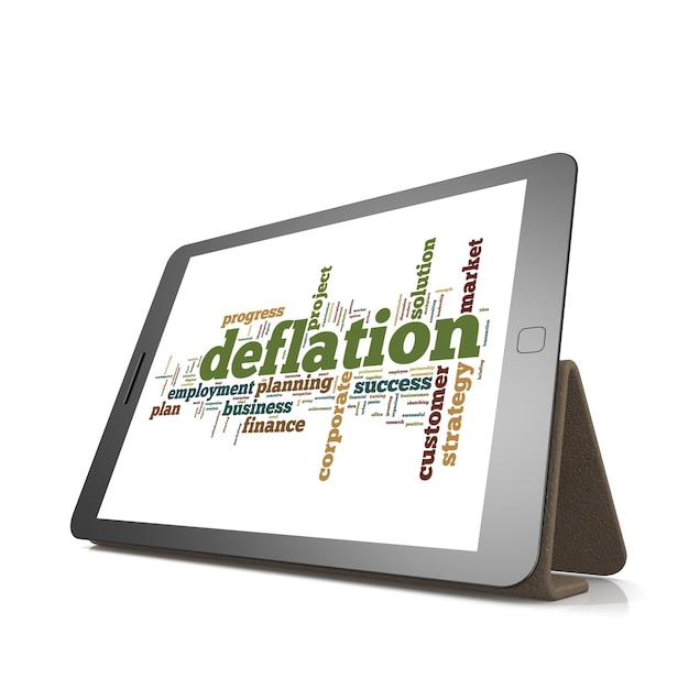 Deflation word cloud on tablet