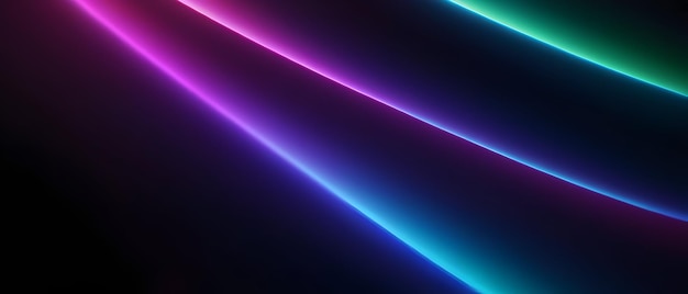 Photo defocused blue pink green ultraviolet rays on dark abstract empty space background