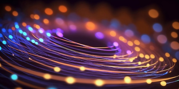 Defocused fiber optics lights abstract background