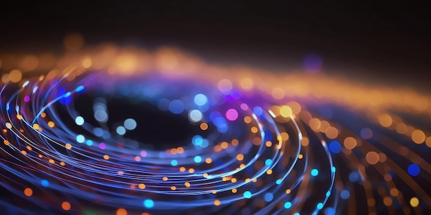 Defocused fiber optics lights Blue and orange colors