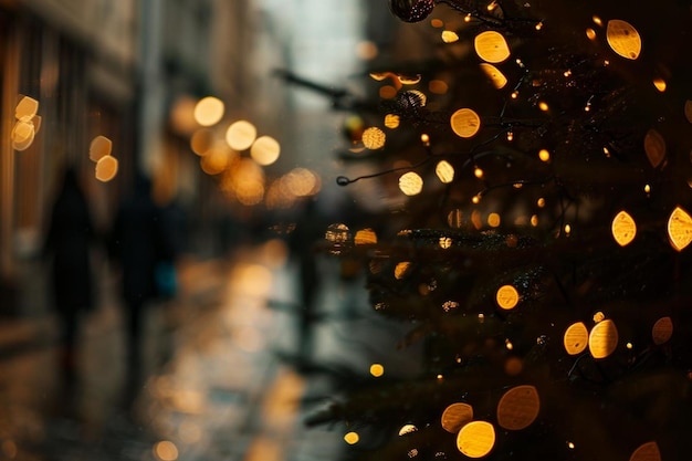 Defocused image of illuminated christmas lights