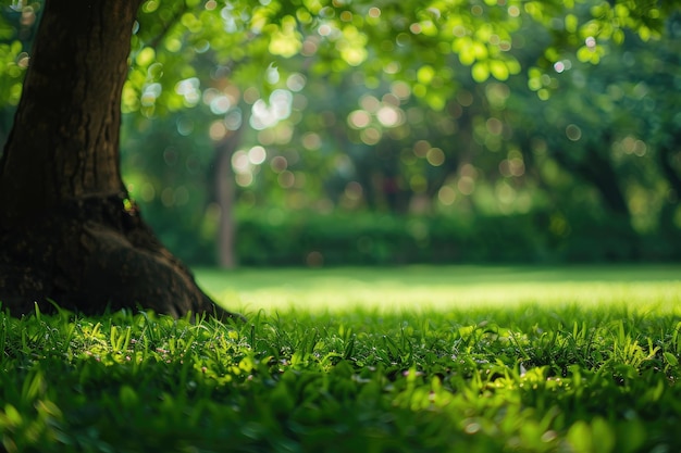 Defocused Park Garden Tree in Natural Background