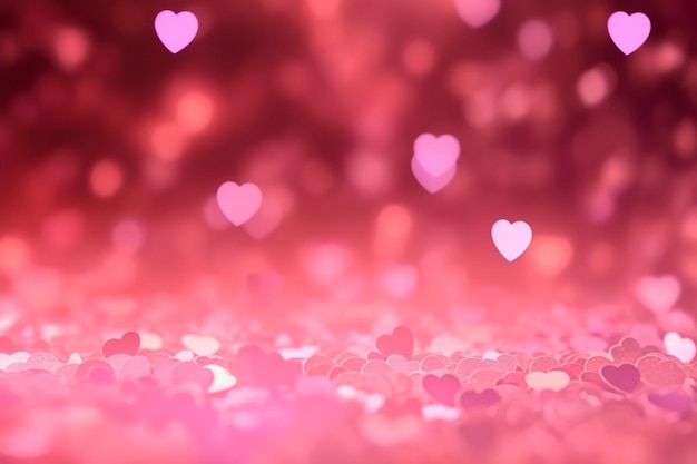 Defocused pink hearts background