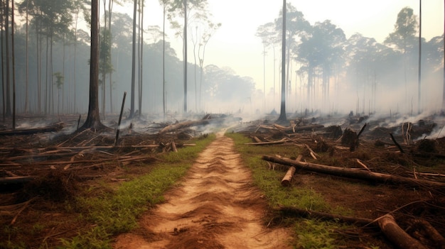 Deforestation concept tree conservation problem Fires in nature a sign of global warming