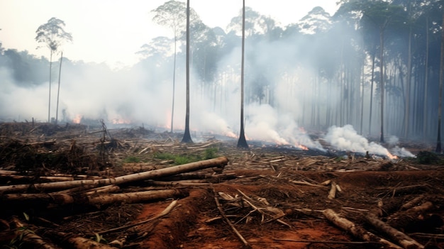 Deforestation concept tree conservation problem Fires in nature a sign of global warming