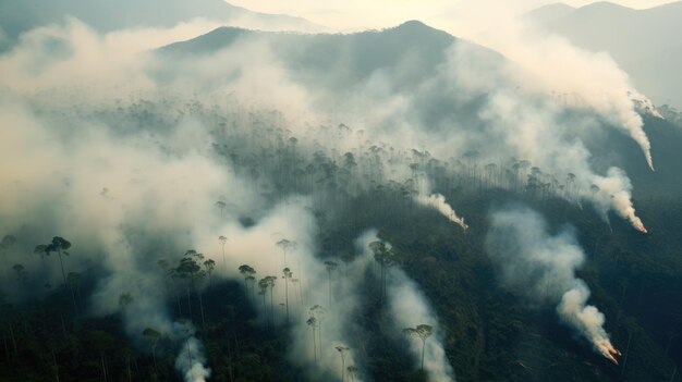 Deforestation concept tree conservation problem Fires in nature a sign of global warming