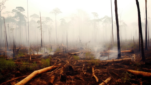 Deforestation concept tree conservation problem Fires in nature a sign of global warming