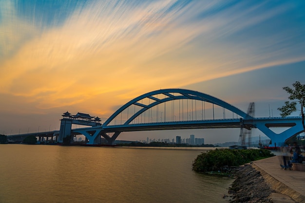 Delay video of Jinxianmen Bridge in Jieyang City Guangdong Province China