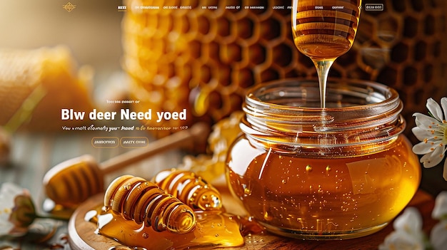 Photo delecious yummmy sweet pure honey come from flowers