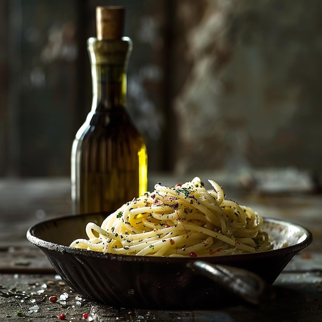 Delectable Aglio e Olio Food Photography with Sharp Focus