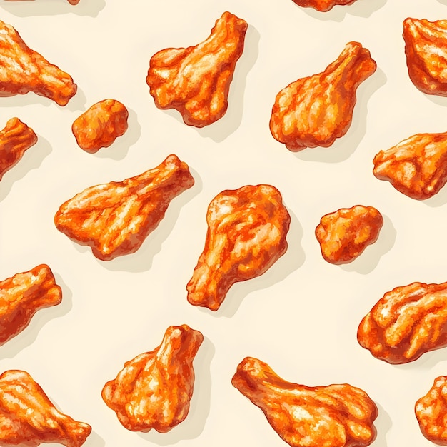 Delectable Chicken Wings in a Seamless Pastel Pattern for Tantalizing Culinary Visuals