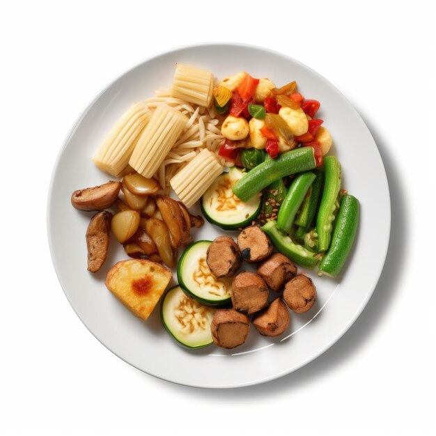 Delectable Food Plate on a White Background