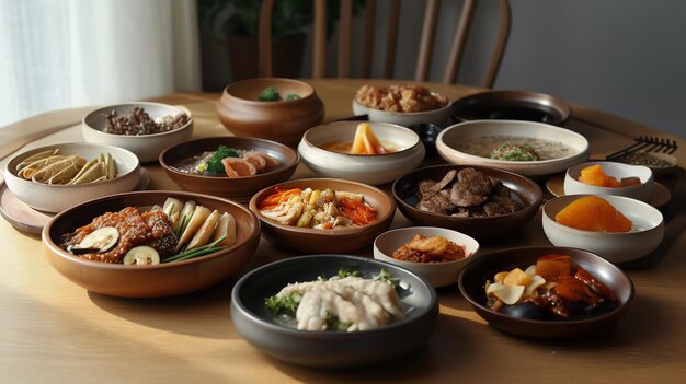 A Delectable Platter of Traditional Korean Side Dishes Bursting with Flavor and Vibrant Colors