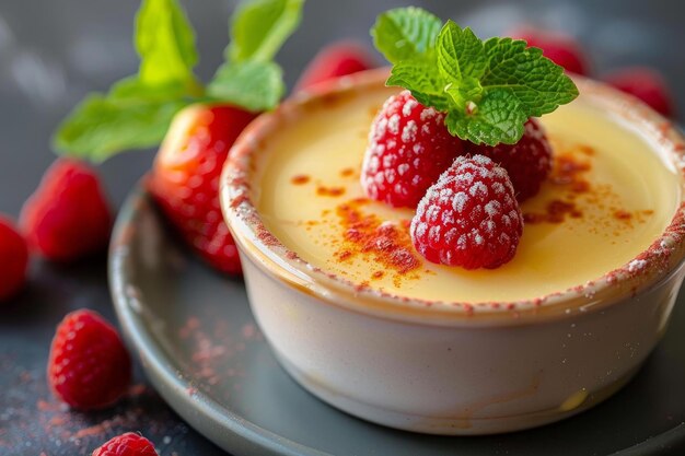 Delectable raspberry creme brulee dessert