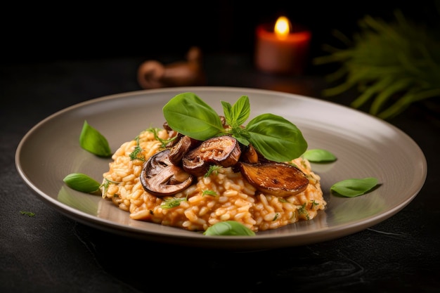 Delectable risotto dish with perfectly cooked mushrooms highlighting authentic Italian cuisine