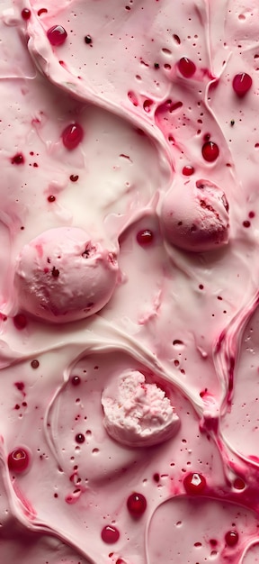 Delectable Strawberry Ice Cream Scoops and Cone on Pink Background