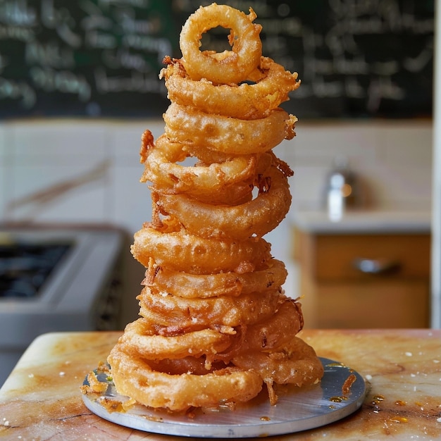 Photo delectable tower of crispy onion rings perfect for sharing