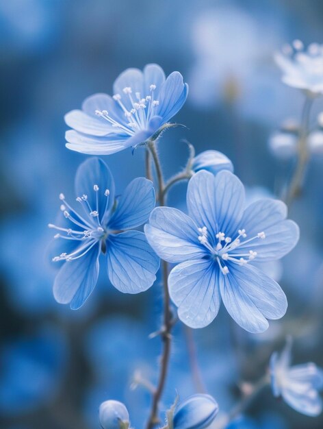 Delicate Blue Flowers in Soft Focus Natures Serenity and Beauty