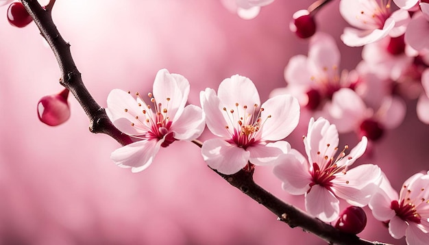 Photo delicate cherry blossom petals closeup view