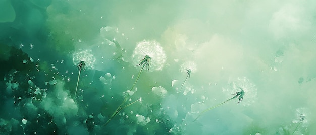 Photo delicate dandelion seeds floating in the breeze