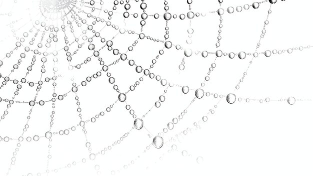 Photo delicate and detailed pencil drawing of a spider web with dew drops the web is in the center of the image with a blurred background