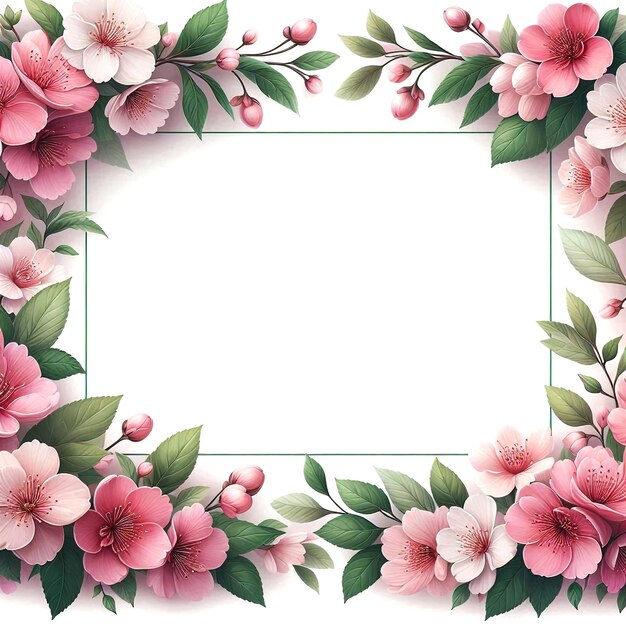 Photo delicate floral frame with pink roses for weddings