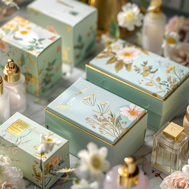 Photo delicate floral gift box elegant and charming design