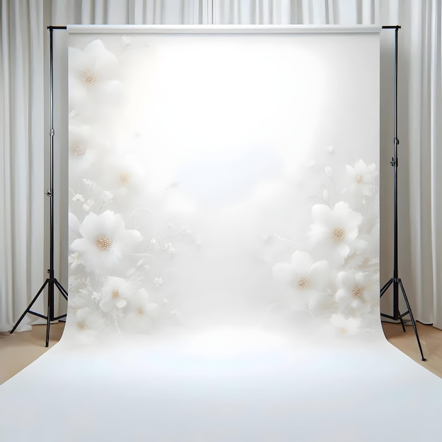 Photo delicate floral and leaf design on white ideal for photoshoot backgrounds