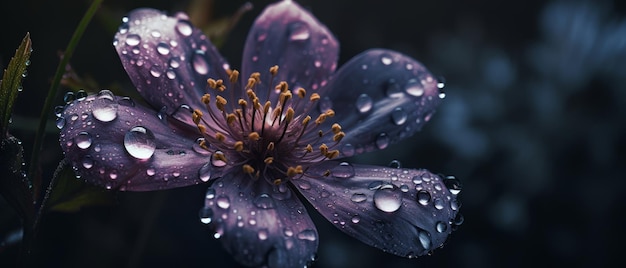 Delicate flower with raindrops Generative AI