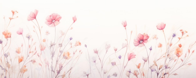 Delicate flowers in the style of water color painting Airy light color AI generation