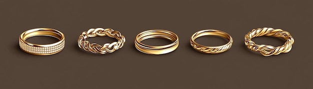 Photo delicate gold stacking rings with minimalist designvector illustrations