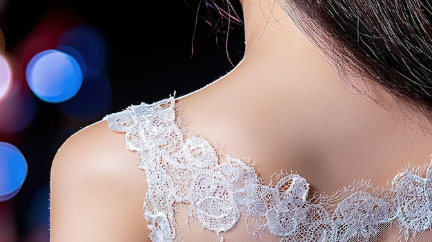 Photo delicate lace texture on female skin