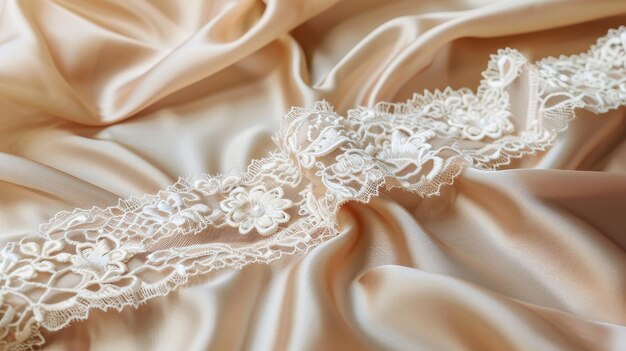 Photo delicate lace trim on soft fabric