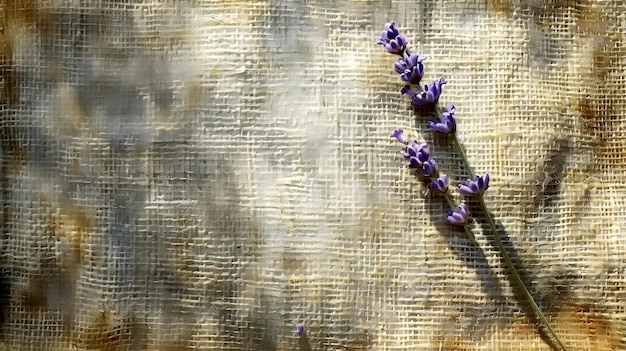 Photo delicate lavender flowers cast gentle shadows on textured fabric in soft morning light