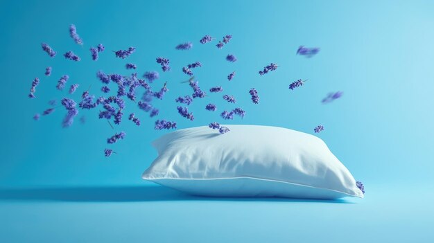 Photo delicate lavender flowers resting on pillow