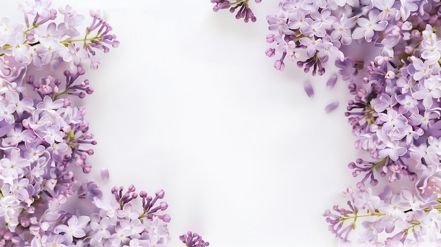 Photo delicate lilac flowers arranged decoratively on a light background creating a serene atmosphere in springtime