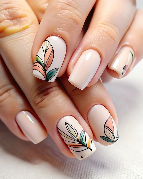 Delicate nail designs with unique abstract patterns for a minimalist aesthetic