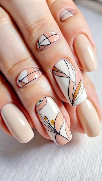 Delicate nail designs with unique abstract patterns for a minimalist aesthetic