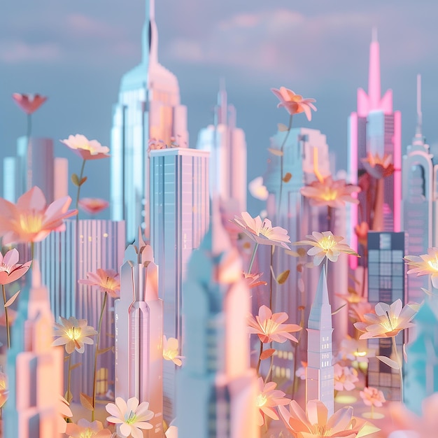 delicate origamistyle Buildings around the world made with pastel colors and lightsIt also contain