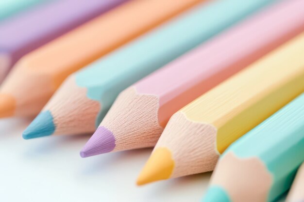 Photo delicate pastel colored pencils arranged in a vibrant display