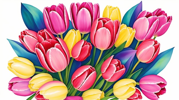 delicate pastel multicolor background with tulips Watercolor illustration AI Generated